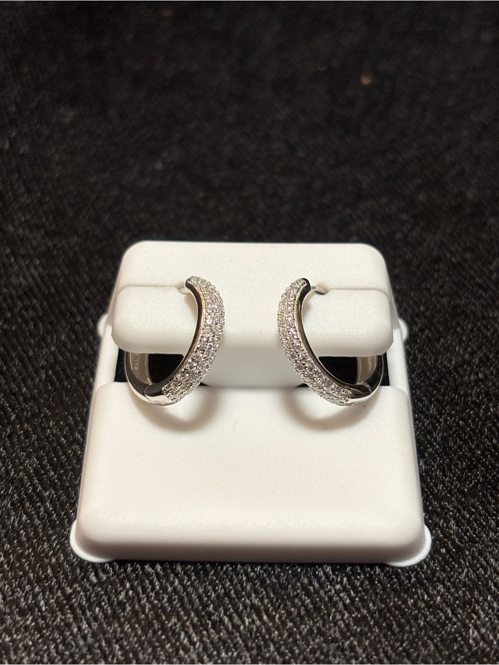 .925 Sterling Silver 1ct. VVS Moissanite Pave’ Huggies - Picture 4 of 17
